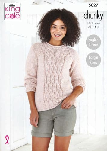 King Cole Ladies Sweater & Cardigan Pattern Knitted in Timeless Chunky 5827