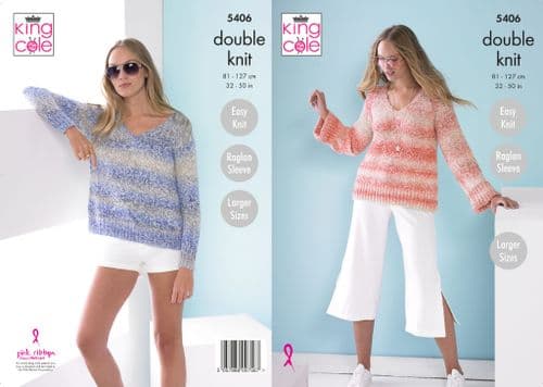 King Cole Ladies Sweaters Pattern Knitted in Caribbean Calypso DK 5406 (downloadable PDF)
