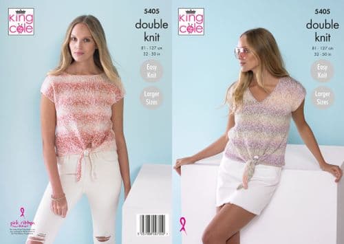 King Cole Ladies Tops Pattern Knitted in Caribbean Calypso DK 5405 (downloadable PDF)