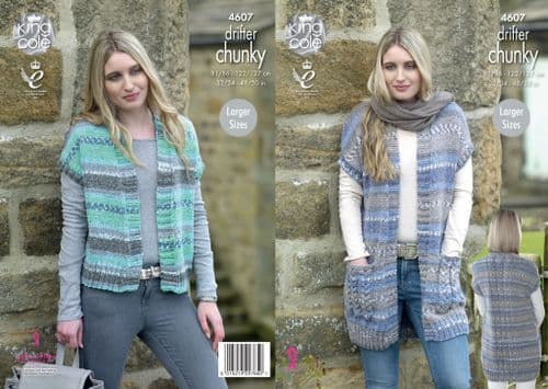 King Cole Ladies Waistcoats Knitted with Drifter Chunky 4607