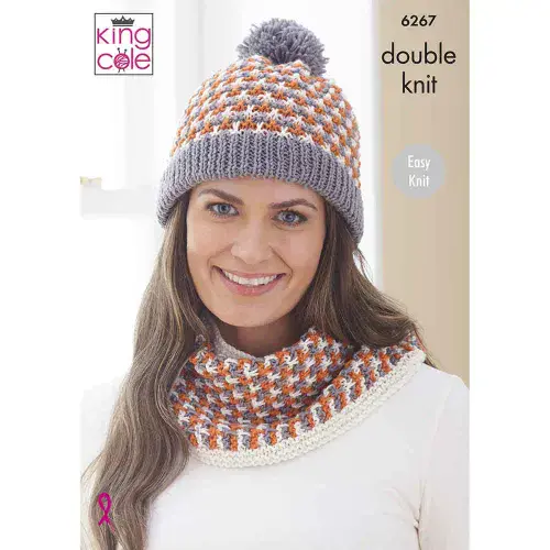 King Cole Orchard DK Knitting Pattern - Scarf, Hat & Cowl 6267