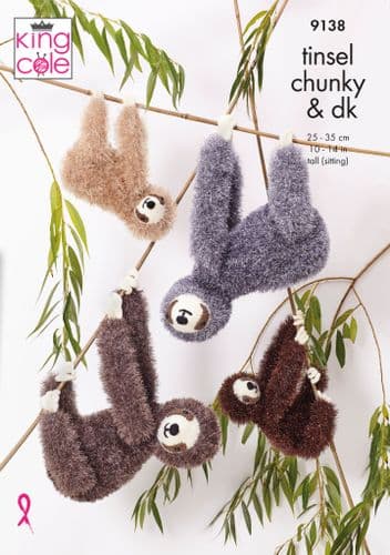 King Cole Sloths Pattern Knitted in Tinsel Chunky 9138