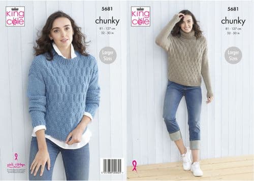 King Cole Subtle Drifter Chunky Ladies Sweaters Pattern 5681