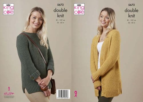 King Cole Subtle Drifter DK Ladies Sweater & Cardigan Pattern 5672