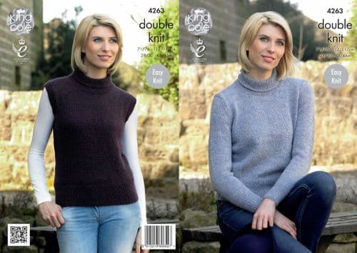 King Cole Sweater and Slipover Pattern Knitted with Panache DK 4263