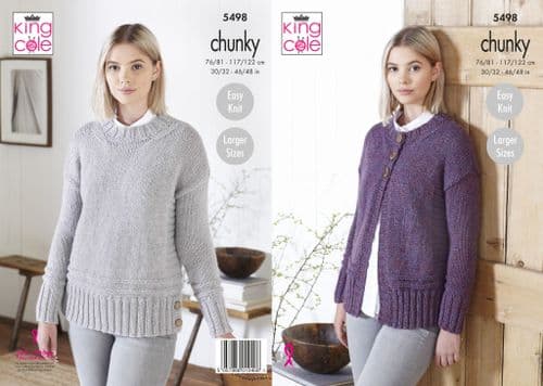 King Cole Sweater & Cardigan: Knitted in Big Value Poplar Chunky 5498