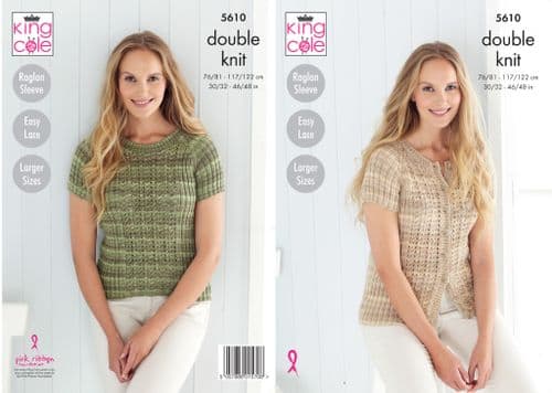 King Cole Sweater & Cardigan Pattern Knitted in Island Beaches DK 5610