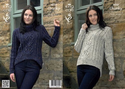 King Cole Sweaters Knitted with Chunky Tweed 4035