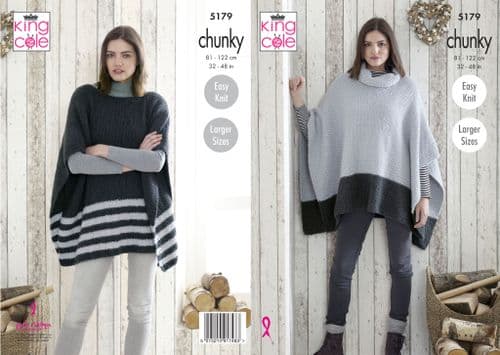 King Cole Timeless Chunky Ladies Ponchos Pattern 5179