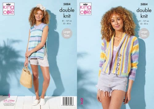 King Cole Tropical Beaches DK Knitting Pattern - Cardigan & Top 5884