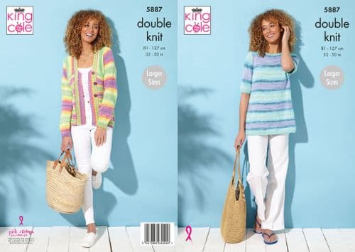 King Cole Tropical Beaches DK Knitting Pattern - Jacket & A Line Top 5887
