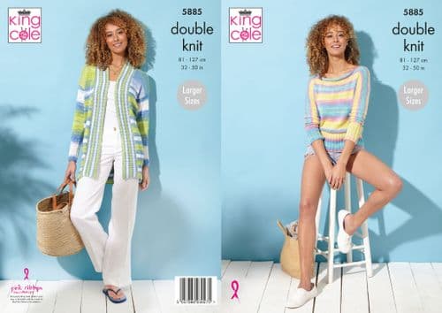 King Cole Tropical Beaches DK Knitting Pattern - Jacket & Sweater 5885