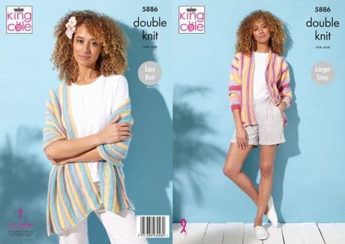 King Cole Tropical Beaches DK Knitting Pattern - Wrap & Jacket 5886