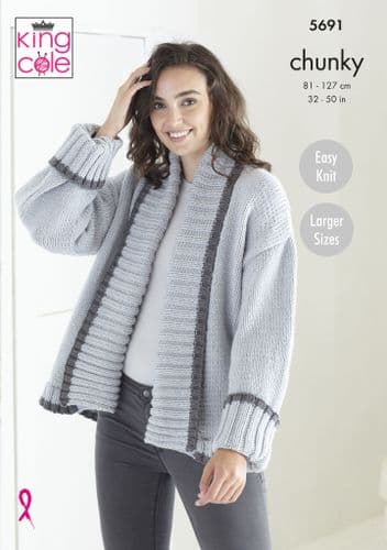 King Cole Ultra Soft Chunky Ladies Cardigans Pattern 5691