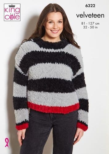 King Cole Velveteen Knitting Patern - Sweaters 6322