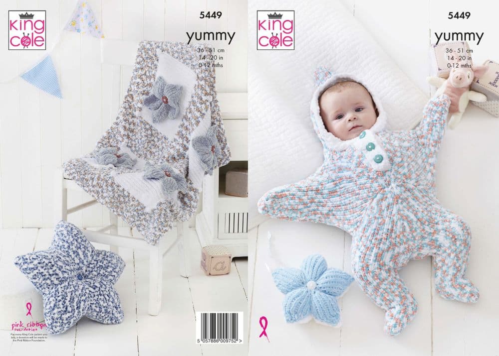 King Cole Yummy Chunky Knitting Pattern Baby Set 5449