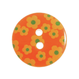 Medium Plastic Printed Flower Button - various colours - 18mm diameter