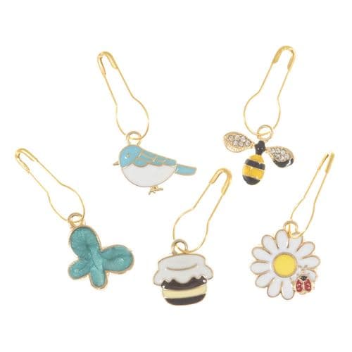 Milward 5 Metal Charm Stitch Markers - Bee Happy
