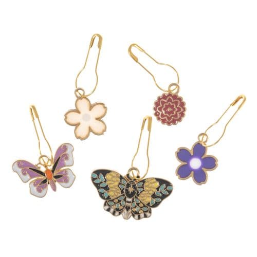 Milward 5 Metal Charm Stitch Markers - Butterfly Garden