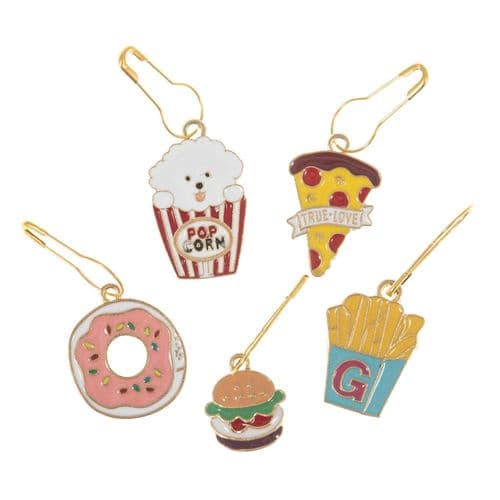 Milward 5 Metal Charm Stitch Markers - Snacks