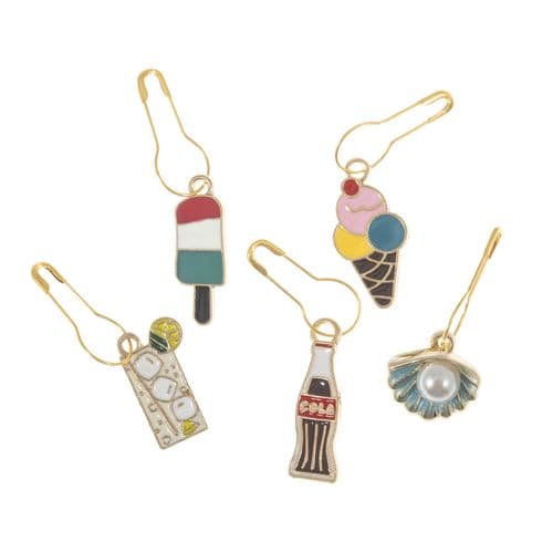 Milward 5 Metal Charm Stitch Markers - Summer
