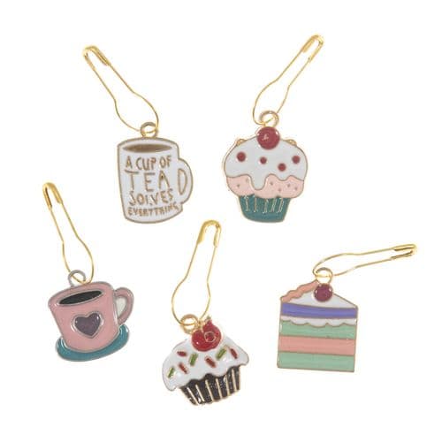 Milward 5 Metal Charm Stitch Markers - Tea Time