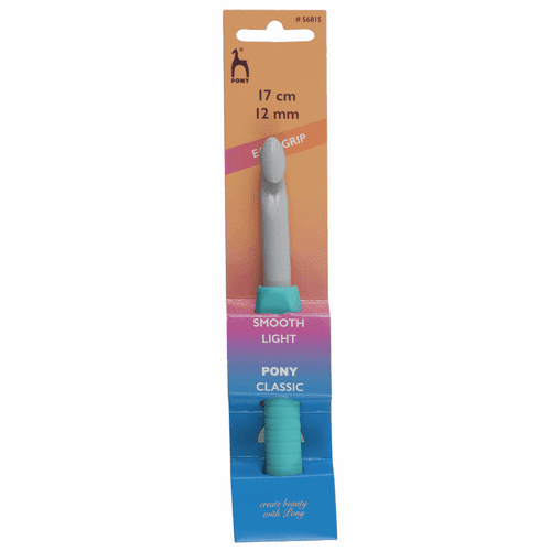 Pony Plastic Crochet Hook: Easy Grip with Finger Flat: 17cm: 12mm