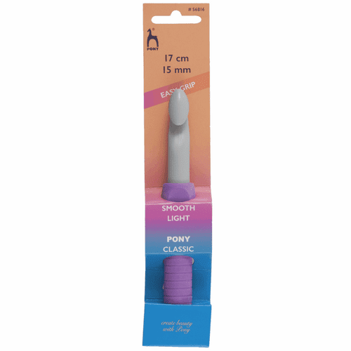 Pony Plastic Crochet Hook: Easy Grip with Finger Flat: 17cm: 15mm