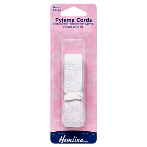 Pyjama Cord - 1.5m x 20mm - White