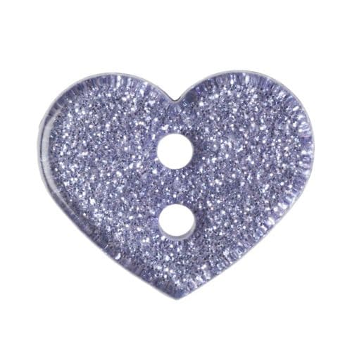 Small Glitter Heart Button: 13mm