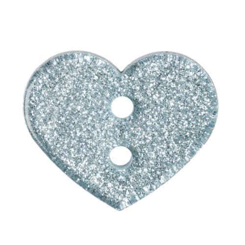 Small Glitter Heart Button: 18mm