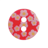 Small Plastic Printed Flower Button - various colours - 12mm diameter