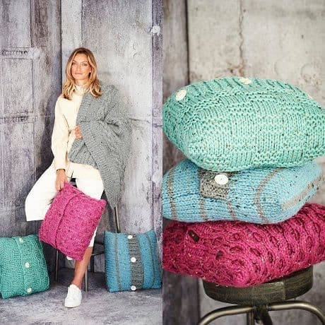 Stylecraft Blankets & Cushions Pattern Knitted in Special XL Tweed 9811