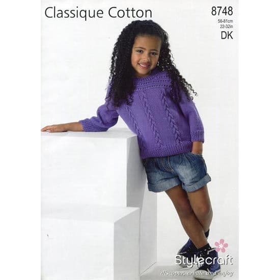 Classiqeu Pattern Stylecraft Classique Cotton DK Pattern 8748 Tops