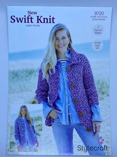 Stylecraft Jacket Pattern Knitted With New Swift Knit Super Chunky 9720