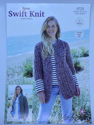 Stylecraft Jacket Pattern Knitted With New Swift Knit Super Chunky 9723