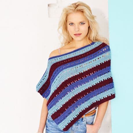 Stylecraft Ladies Crochet Shawl and Poncho Pattern Crocheted in Candy Swirl DK 9417