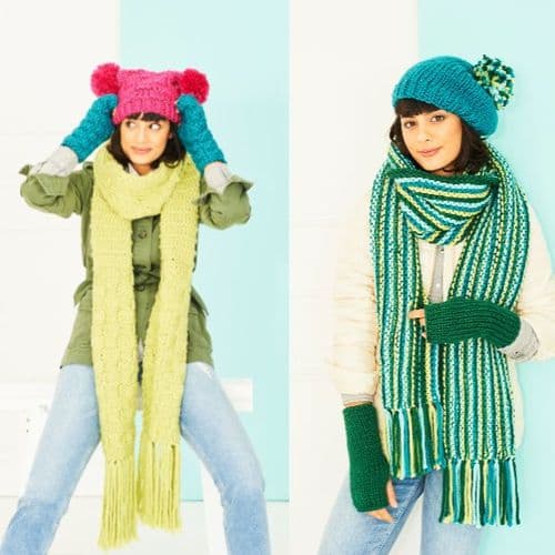 Stylecraft Scarves, Wrist warmers, Beret & Hat Pattern Knitted in Special XL Super Chunky 9786