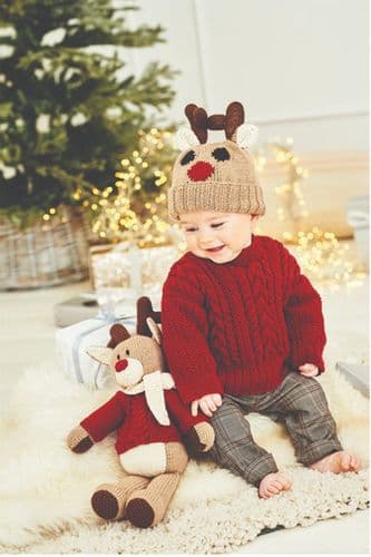 Stylecraft Sweater, Hat & Reindeer Toy Pattern 9869