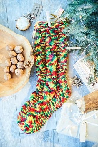 Stylecraft Winter Magic XL Knitting Pattern - Xmas Tree Skirt & Stocking 10029