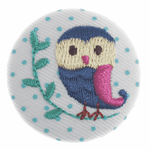 Woodland Owl Button - Shank - 32mm Diameter