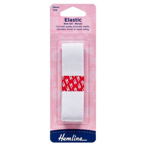 Woven Non-Roll Elastic: 1m x 25mm
