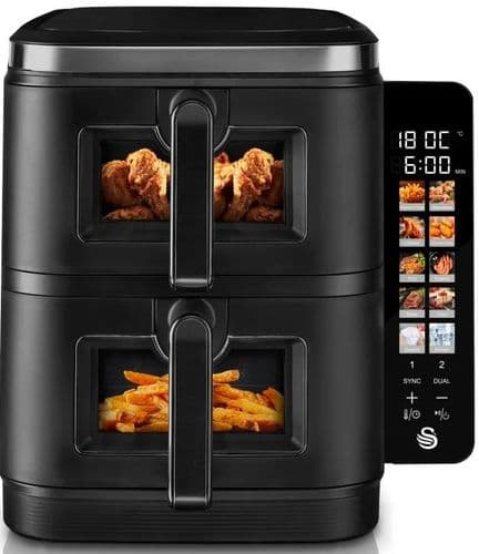 11 Litre Cyclone Duo Layer Digital Air Fryer by SWAN SD10522BLK
