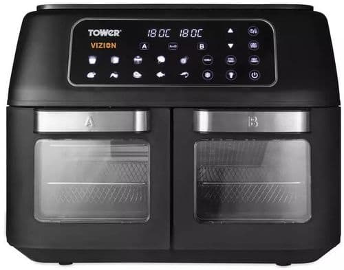 11 Litre Vizion Dual Basket Air Fryer by TOWER with Smart Finish T17102