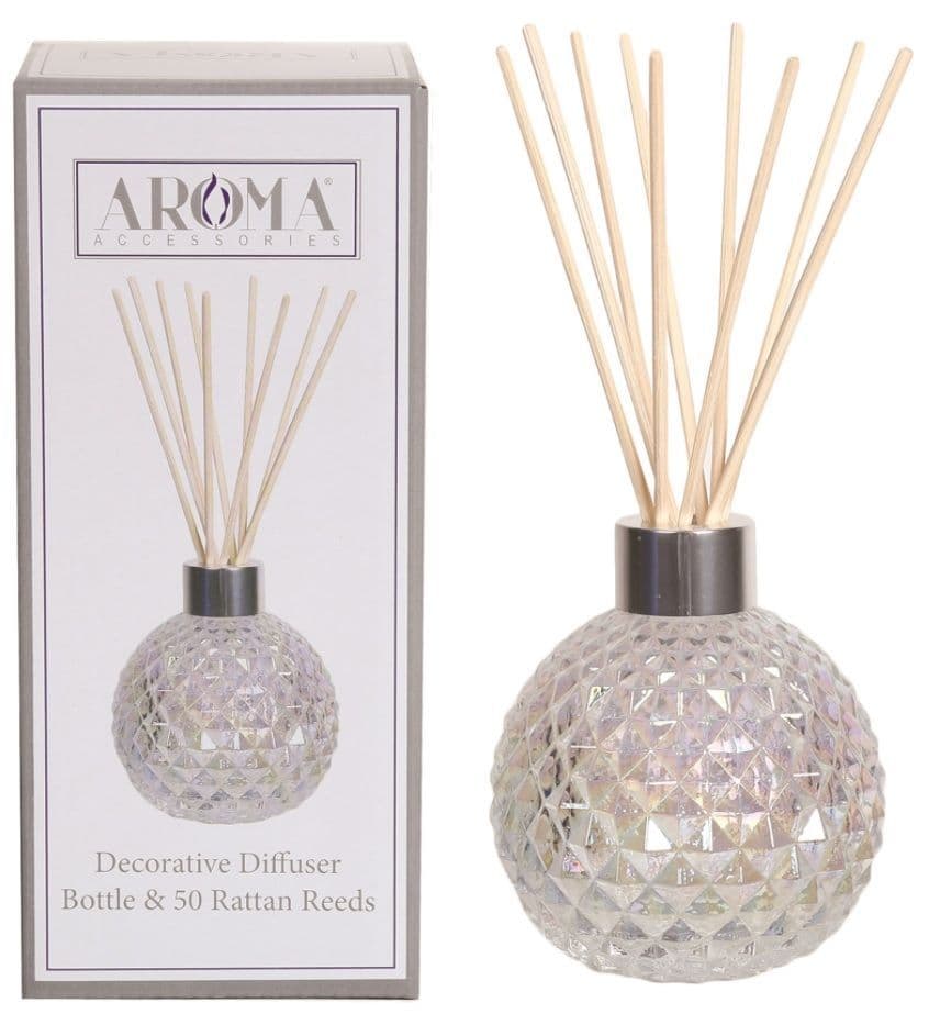 Panorama Reed Diffuser AROMA Glass Reed Diffuser Clear Lustre with 50 Rattan Reeds