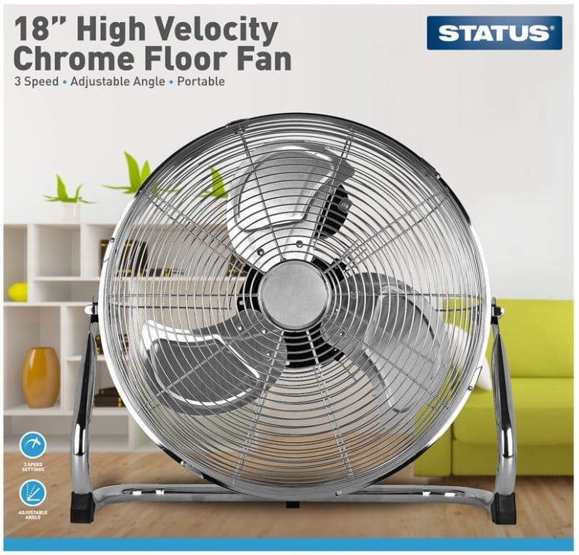 Cooling Floor Fan by Status 18 High Velocity Chrome