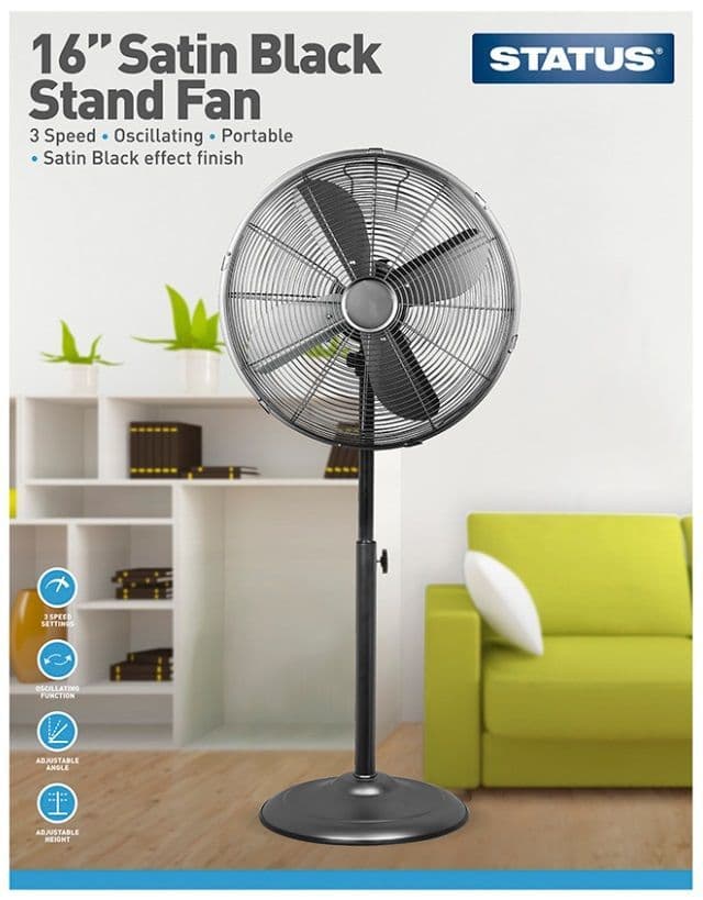 Cooling Stand Fan by Status 16 Oscillating Satin Black