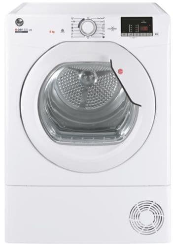 HOOVER H-Dry 300 Lite Condenser Dryer 8kg Load with Sensor Dry and Aquavision White HLEC8DE-80