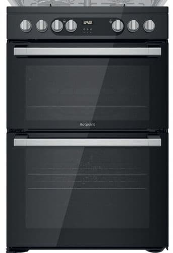 HOTPOINT 60cm Dual Fuel Cooker with Double Oven Black HDM67G9C2CBSUK