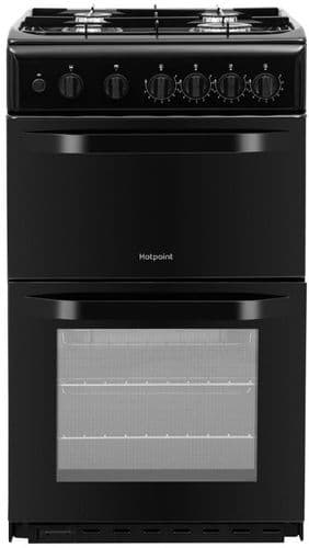 HOTPOINT Freestanding 50cm Gas Cooker with Twin Cavity Black HD5G00KCB